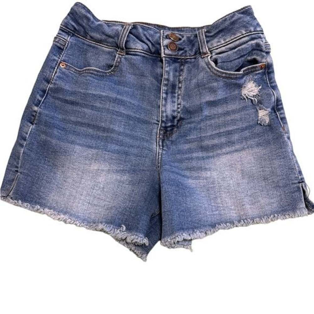 Vanilla Star faded distressed  jean Denim Blue shorts mid rise midi 5